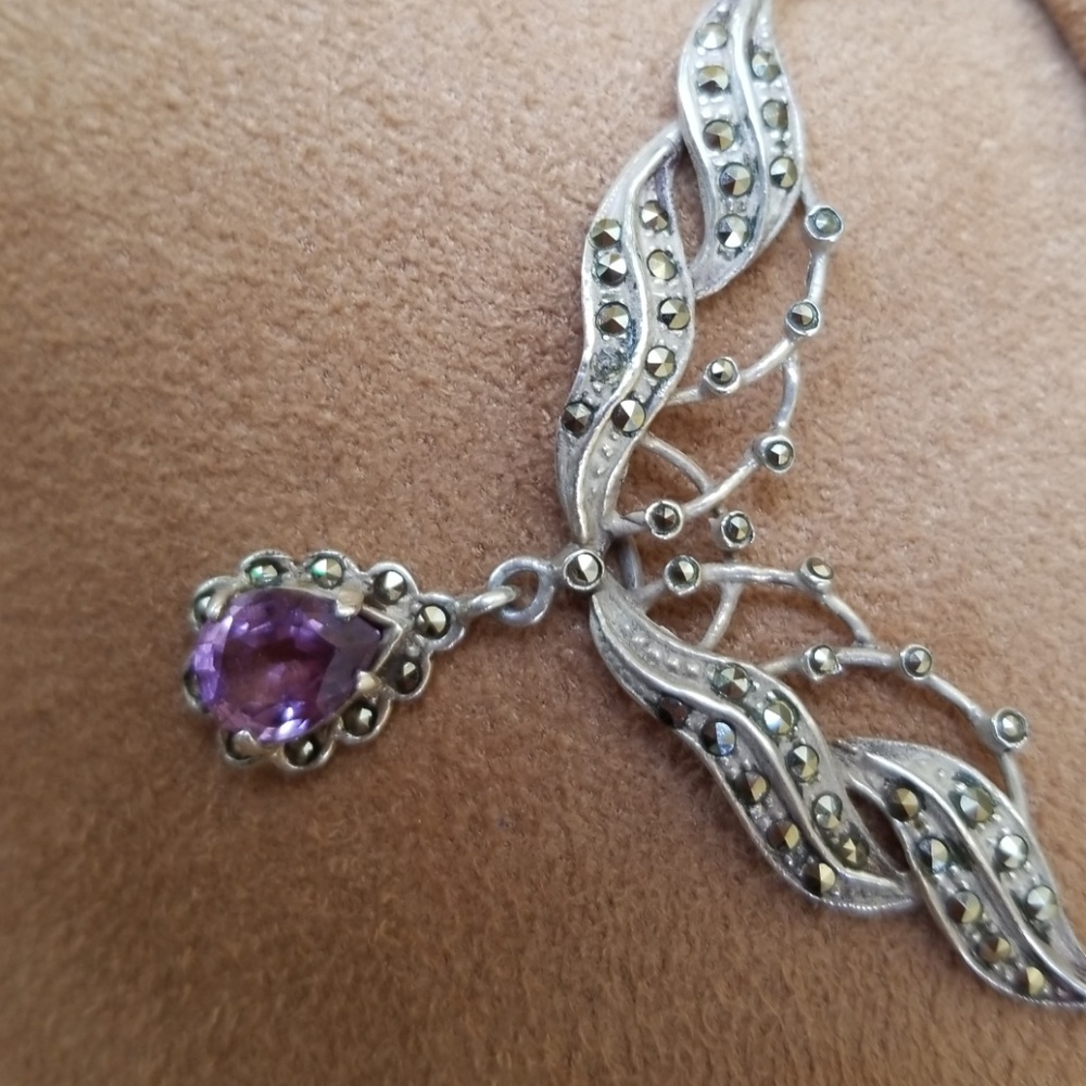 Sterling Silver Marque  amethyst Necklace